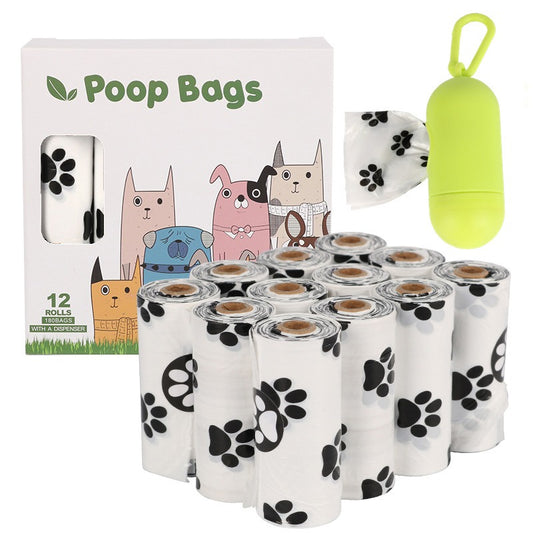 Weiße Hundekot-Sammeltasche mit Fußabdruck.//White Footprint Dog Poop Collection Bag