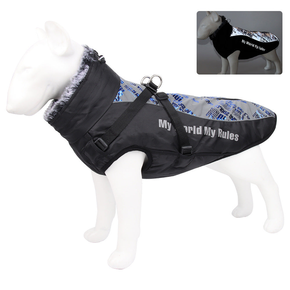 New Large Pet Clothes Warm Reflective Dog Clothes Thickened Dog Jackets Pet Cotton Coats