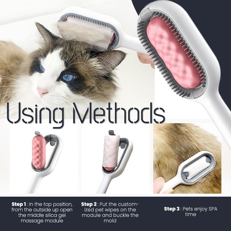 Haarentfernungskamm mit Einwegwischtüchern für Katzen.//Hair Removal Comb With Disposable Wipes Sticker Cat