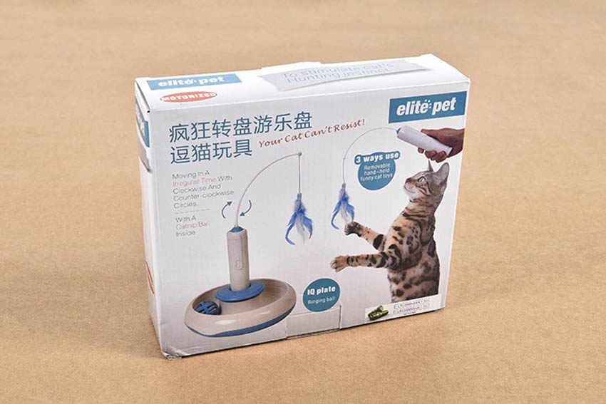 Haustier Katzenspielzeug Feder-Teaser Abnehmbares elektrisches Spiel mit Katze 360 Drehende Kauspielzeuge für Haustiere Puzzle-Spielzeug zum Spielen